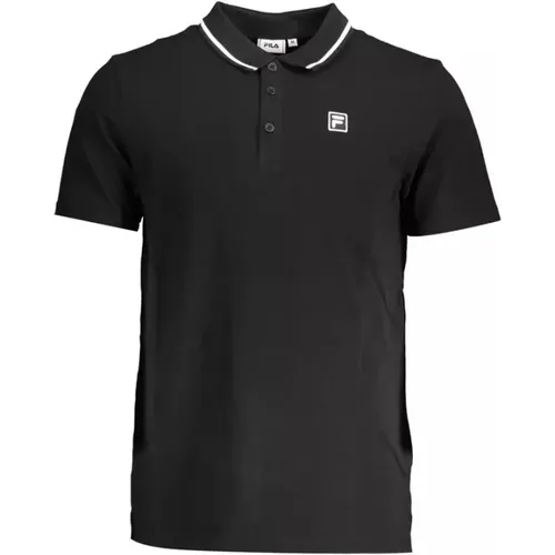 Elegantes Schwarzes Baumwoll-Polo mit Kontrastierenden Details , Herren, Größe: L - Fila - Modalova