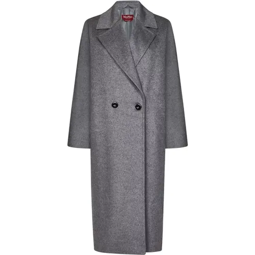 Grey Double-Breasted Kimono Sleeve Coat , female, Sizes: S - Max Mara - Modalova