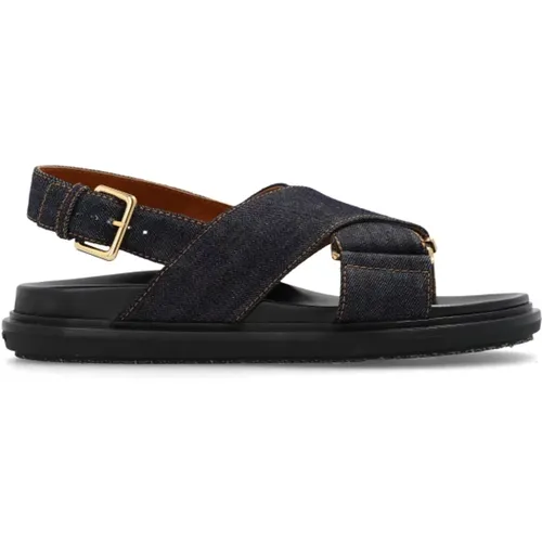 ‘Fussbett’ denim sandals , female, Sizes: 6 UK, 7 UK, 4 UK, 5 UK - Marni - Modalova