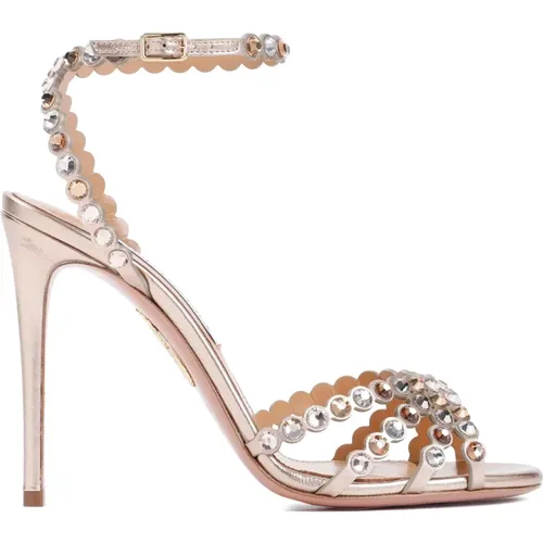 Sandal with Glittery Gems , female, Sizes: 3 UK - Aquazzura - Modalova