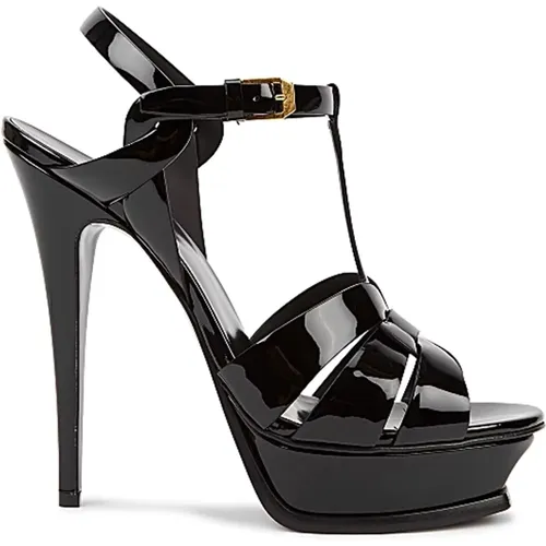 High Heel Leather Sandals , female, Sizes: 7 UK, 2 1/2 UK, 3 1/2 UK, 5 1/2 UK - Saint Laurent - Modalova