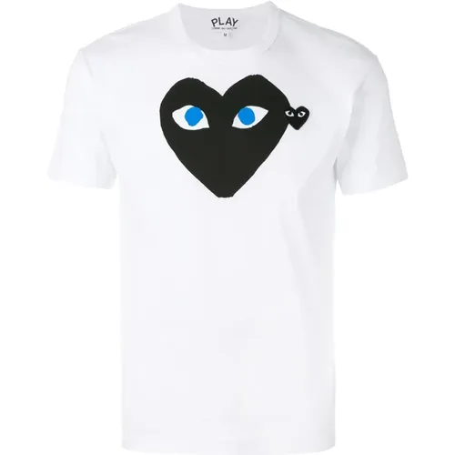 Weißes T-Shirt mit Logodruck , Herren, Größe: L - Comme des Garçons Play - Modalova