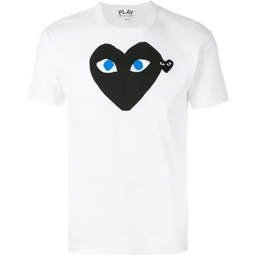 Weißes T-Shirt mit Logodruck , Herren, Größe: M - Comme des Garçons Play - Modalova