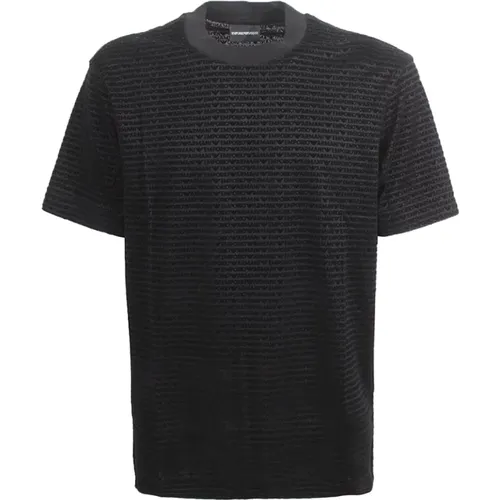 Flock Print T-shirt , male, Sizes: XL, M, S - Emporio Armani - Modalova