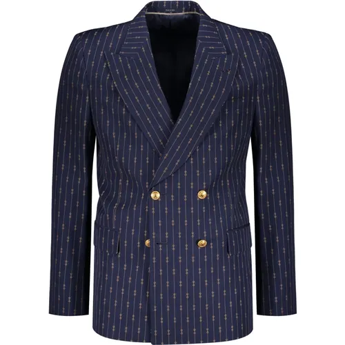 Woll Jacquard Revers Jacke Gucci - Gucci - Modalova