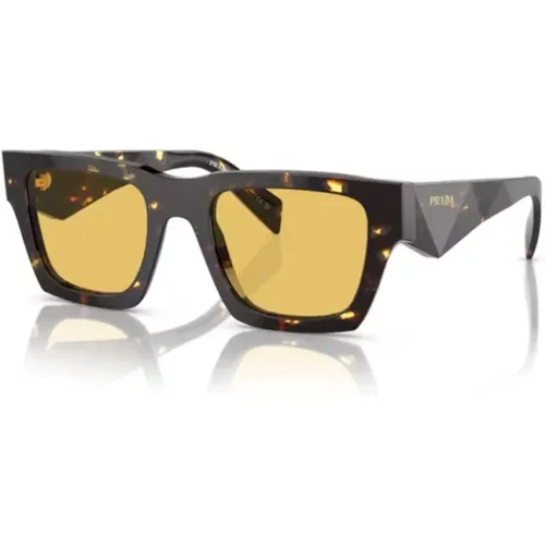 Slim Rectangle Sunglasses in Tortoise Black , female, Sizes: M - Prada - Modalova