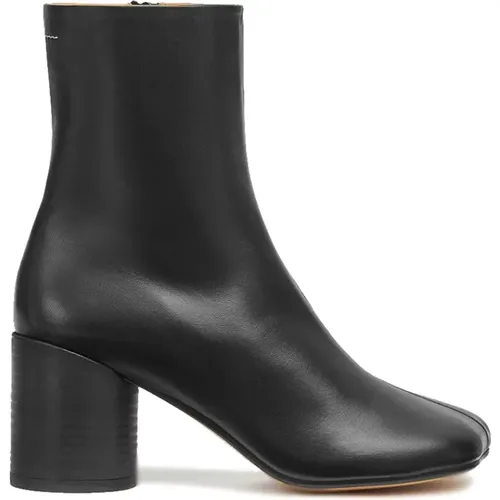 Schwarze Leder Anatomische Stiefel mit Absatz , Damen, Größe: 40 EU - MM6 Maison Margiela - Modalova