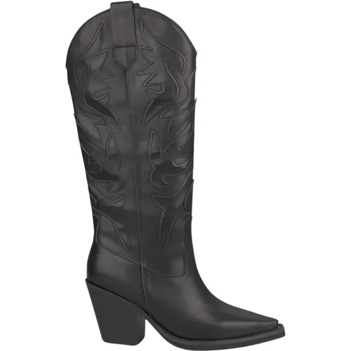 Pointed Toe Leather Mid-Calf Boots , female, Sizes: 5 UK - Alma en Pena - Modalova