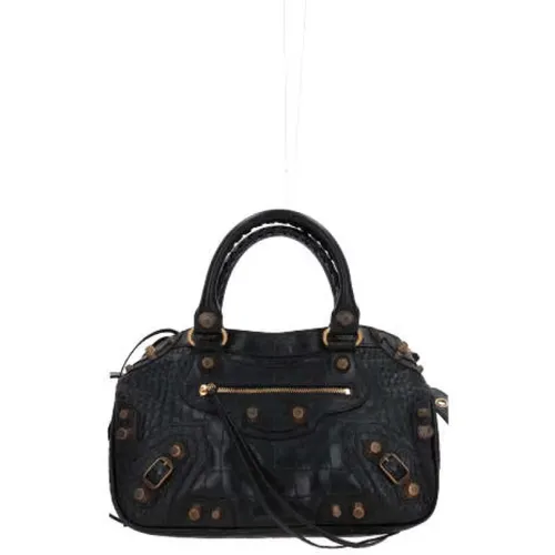 Crocodile Print Tote Bag with Studs and Antique Gold Buckles , female, Sizes: ONE SIZE - Balenciaga - Modalova