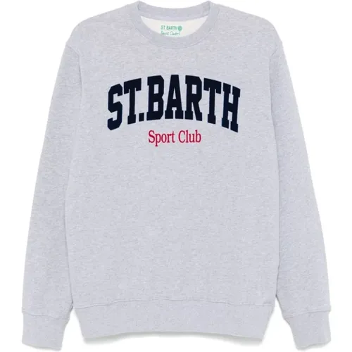 Grauer Pullover mit Logo , Herren, Größe: M - MC2 Saint Barth - Modalova