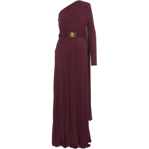 One-Shoulder Lurex Dress Aw24 , female, Sizes: M - Elisabetta Franchi - Modalova