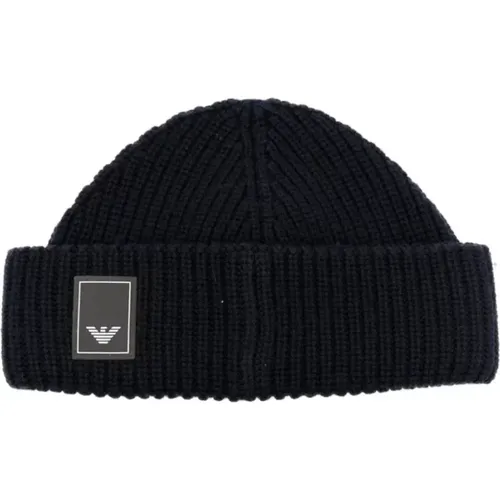 Marineblaue Beanie Mütze - Emporio Armani - Modalova