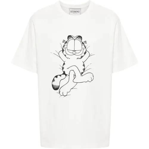 Garfield Print Crew Neck T-shirts , Herren, Größe: S - Iceberg - Modalova