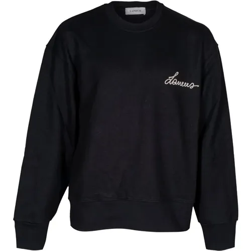 Stylish Crewneck Sweatshirt. Long Sleeve. Made in Italy , male, Sizes: L, M - Laneus - Modalova