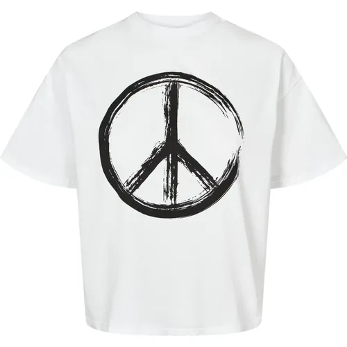 Weißes Peace Baumwoll Cropped Tee , Damen, Größe: M - American Dreams - Modalova