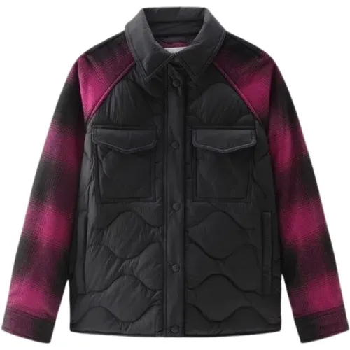 Schwarze Daunenjacke , Damen, Größe: M - Woolrich - Modalova