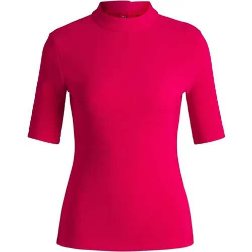 Geripptes Jersey-Top mit Knopf-Details , Damen, Größe: M - Hugo Boss - Modalova