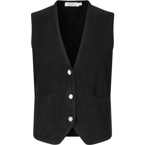 Feminine Knit Cardigan with Flower Buttons , female, Sizes: S, XL, XS, M, 2XL, L - Masai - Modalova