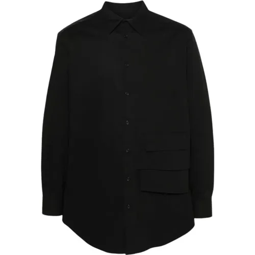 Schwarzes Hemd mit Tasche und Kragen , Damen, Größe: XS - Y-3 - Modalova