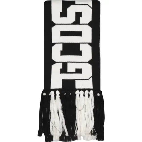 Schwarzer Schal mit Pony und Logo , Herren, Größe: ONE Size - Gcds - Modalova