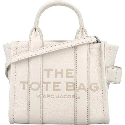 Mini Tote Lederhandtasche Baumwolle Silber , Damen, Größe: ONE Size - Marc Jacobs - Modalova