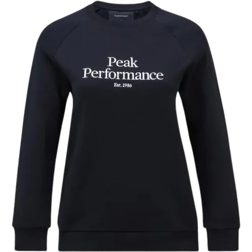 Original Crew Schwarz Performance Sweatshirt , Damen, Größe: M - Peak Performance - Modalova