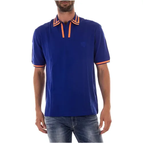 Stilvolles Polo Shirt Blau Orange - Versace - Modalova