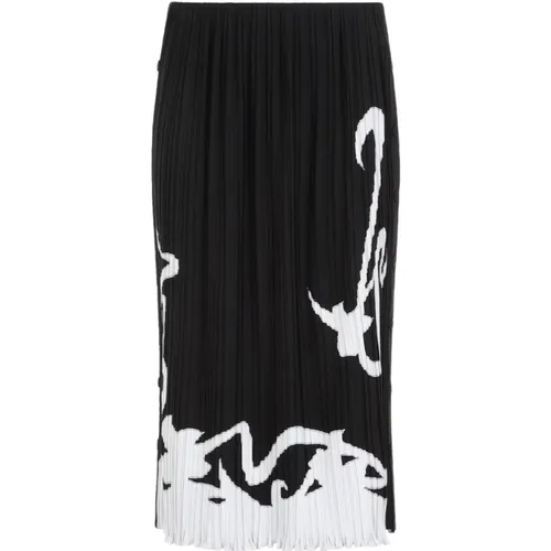 Black Pleated Midi Skirt , female, Sizes: XS - Lanvin - Modalova