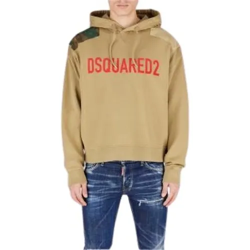 Beige Forest Green Cotton Hoodie , male, Sizes: S - Dsquared2 - Modalova