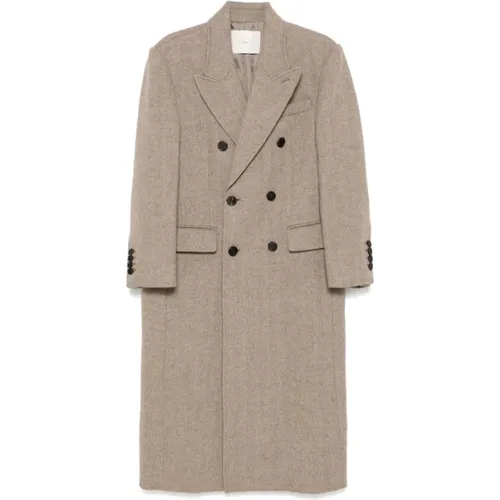 Herringbone Double-Breasted Coat , Damen, Größe: XS - Dunst - Modalova