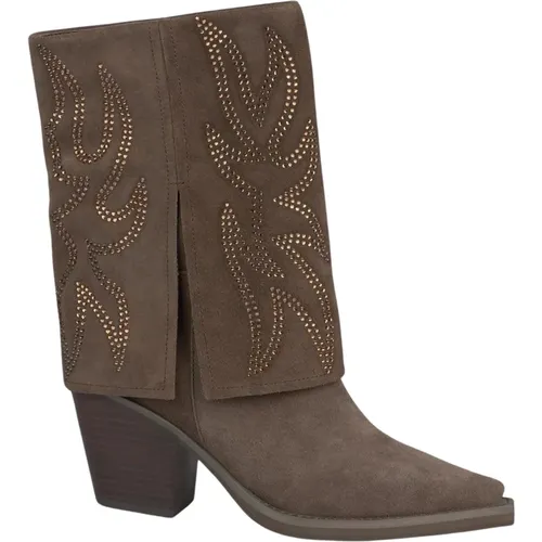 Rhinestone Embellished Leather Boots , female, Sizes: 4 UK - Alma en Pena - Modalova