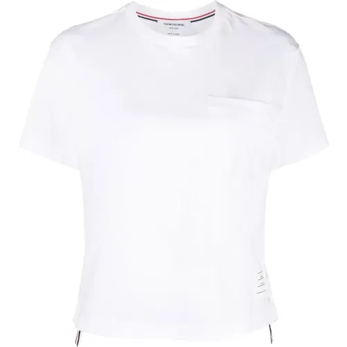 Weiße Baumwoll-Crew-Neck-T-Shirt , Damen, Größe: XS - Thom Browne - Modalova