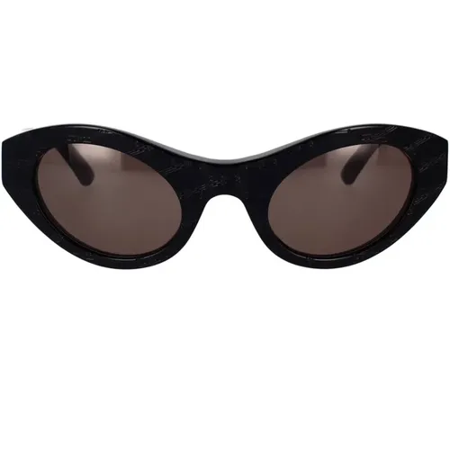 Unisex Oval Sonnenbrille mit Lasergraviertem BB-Logo - Balenciaga - Modalova