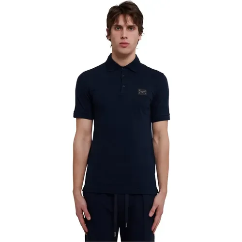 Cotton Polo Shirt with Logo Plate , male, Sizes: M, L, S, XL, 2XL - Dolce & Gabbana - Modalova
