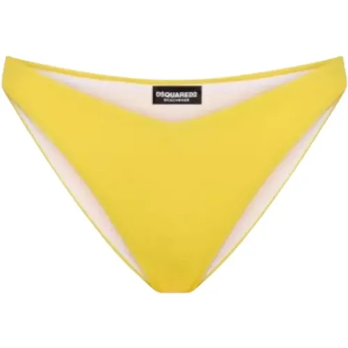 Gelber Bikini-Bottom mit Logo , Damen, Größe: XS - Dsquared2 - Modalova