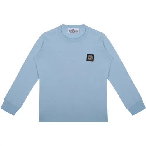 Blau Langarm Baumwoll T-shirt - Stone Island - Modalova