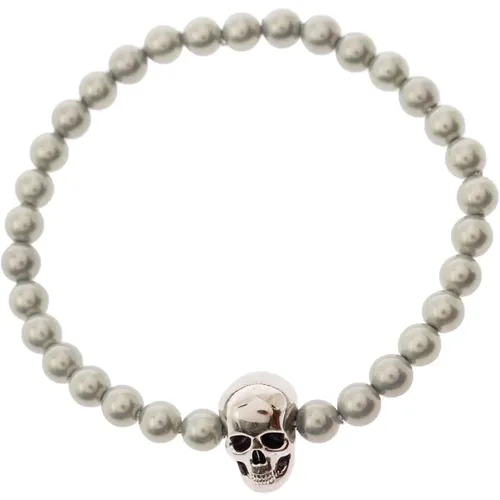Skull Detail Silver Bracelet , male, Sizes: ONE SIZE - alexander mcqueen - Modalova