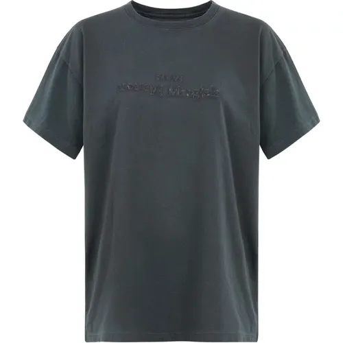 Embroidered Cotton T-Shirt in Beluga , male, Sizes: S - Maison Margiela - Modalova