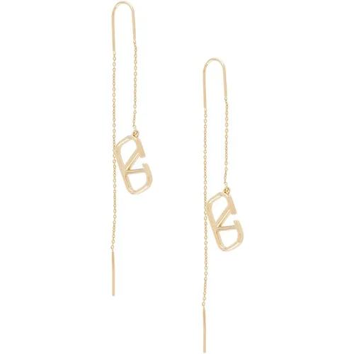 Gold Chain Earrings with VLogo Pendant , female, Sizes: ONE SIZE - Valentino Garavani - Modalova