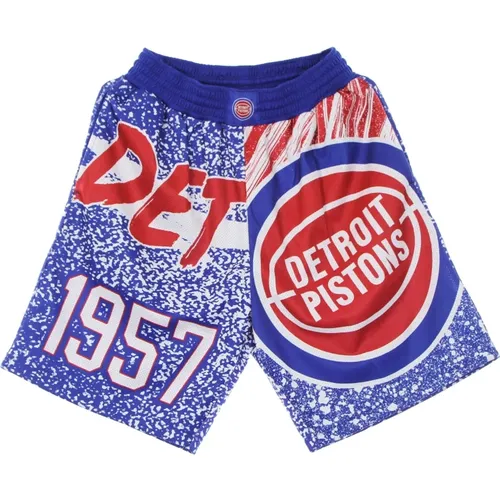 Detroit Pistons Basketball Shorts Sublimated Mesh , Herren, Größe: L - Mitchell & Ness - Modalova