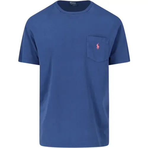 Blau Baumwoll Logo T-Shirt , Herren, Größe: 2XL - Ralph Lauren - Modalova