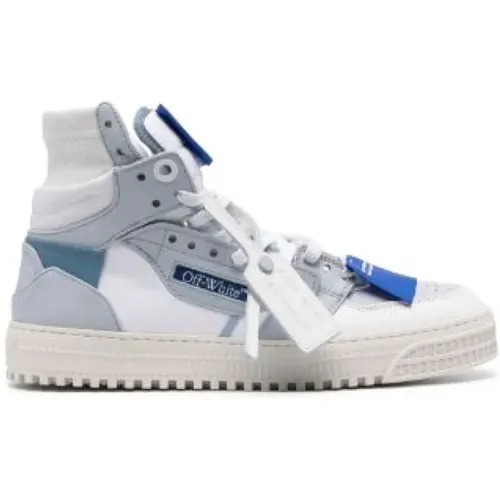 White/Blue Calf Leather Sneaker , male, Sizes: 6 UK - Off White - Modalova