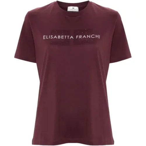 Bordeaux Pullover mit Logo-Print , Damen, Größe: M - Elisabetta Franchi - Modalova