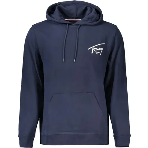 Blaue Eco Hoodie mit Logo-Druck , Herren, Größe: L - Tommy Hilfiger - Modalova