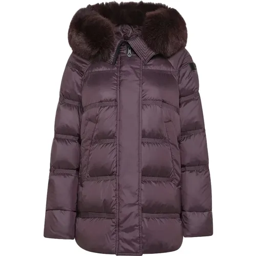 Bordeaux Women Jacket with Side Zip and Fur Hood , female, Sizes: S, XS - Peuterey - Modalova