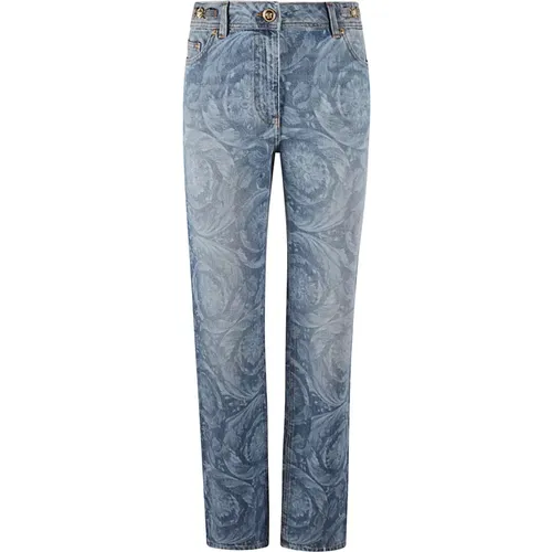 Barock Serie Denim Jeans,Barock Laserdruck Jeans mit Medusa-Details - Versace - Modalova