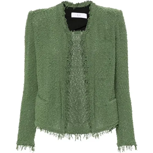 Grüne Bouclé Frayed Edge Jacke - IRO - Modalova