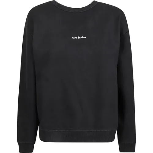 Schwarzer Crewneck Sweatshirt mit Logo-Print - Acne Studios - Modalova