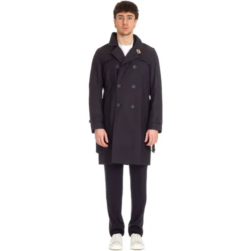 Blauer Baumwoll-Trenchcoat , Herren, Größe: XL - Herno - Modalova