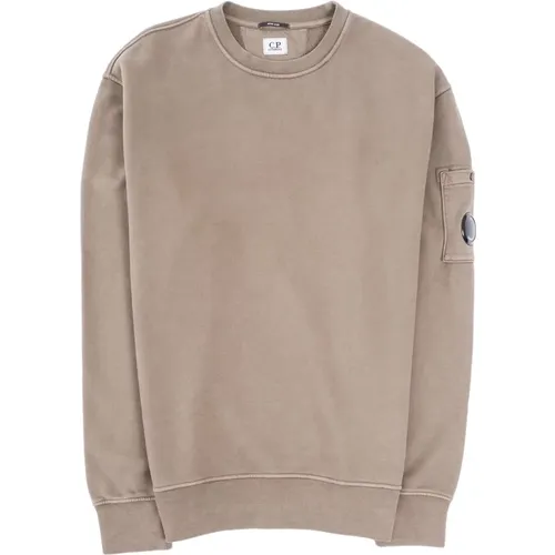 Diagonal gewebter Crew Neck Sweatshirt , Herren, Größe: M - C.P. Company - Modalova